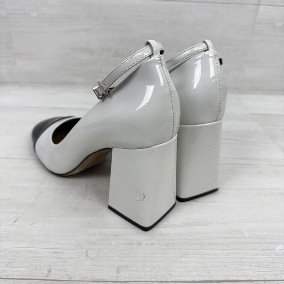 Schutz Size 8.5 B Dorothy High Block Heels Patent Leather Black White W/ FLAW - Picture 11 of 12